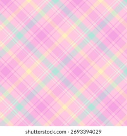 Padrão de repetição de xadrez multicolorido.Pastel tartan verificar padrão sem costura.Vetor ilustração fundo geométrico para tecido e impressões.