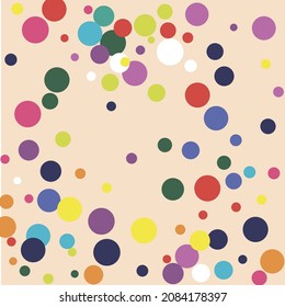 Multicolor Play Orange Red Blue Wallpaper. Indigo Yellow Children Polka dots Turquoise White Composition. Colorful Color Pink Circles Pastel Print. Rainbow Purple Kids Green Dark Illustration.