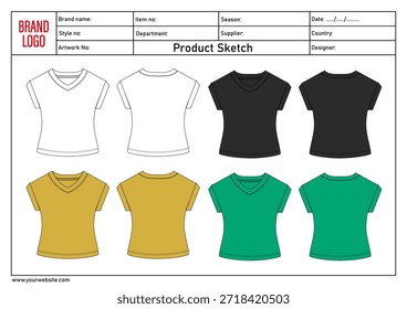 Multicolor Polo shirt vector illustration template front and back views