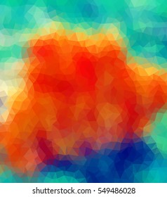 Multicolor polygonal illustration with triangle. Geometric background.