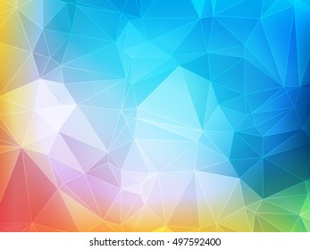 Multicolor polygonal illustration of triangles in vector.Geometric background in Origami style with gradient.
