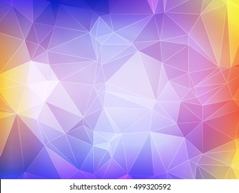 Multicolor polygonal illustration of triangles in vector.Geometric background in Origami style with gradient.