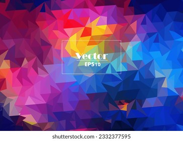 Mehrfarbige mehrfarbige mehrfarbige Illustration, die aus Dreiecken besteht. Geometrischer Hintergrund im Origami-Stil mit Farbverlauf. Dreieckiges Design für Ihr Unternehmen. Regenbogen, Spektralbild.