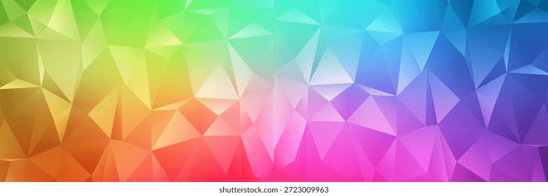 Ilustración poligonal multicolor, que consiste en triángulos. Fondo geométrico en estilo Origami con gradiente. Diseño triangular para tu negocio. Arco iris, Imagen del espectro.