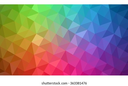 Ilustración polígonal multicolor, que consiste en triángulos. Fondo geométrico en estilo Origami con degradado. Diseño triangular para su negocio en vectores. Arcoiris, imagen del espectro.