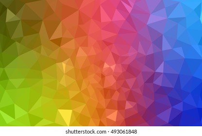 Ilustración polígonal multicolor, que consiste en triángulos. Fondo geométrico en estilo Origami con degradado. Diseño triangular para su negocio. Arcoiris, imagen del espectro.