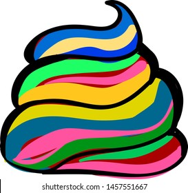 Multicolor poop, illustration, vector on white background.