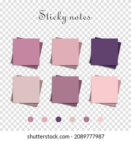 Multicolor post it notes isolated background. Colored sticky note set. Vector realistic illustration. Sticky note collection