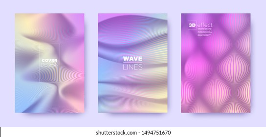 Multicolor Poster. Pastel 3d Lines Shape. Vector Halftone Texture. Pastel Gradient Brochure. Multicolor Geometric Texture. 3d Poster. Rainbow Modern Background. Gradient Lines Shape.