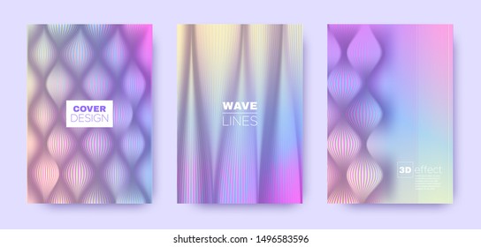 Multicolor Poster. Pastel 3d Lines Cover. Abstract Halftone Texture. Rainbow Gradient Brochure. Multicolor Halftone Texture. 3d Poster. Colorful Vector Illustration. Gradient Lines Cover.