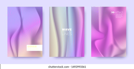 Multicolor Poster. Rainbow 3d Lines Cover. Minimal Distorted Texture. Rainbow Gradient Background. Multicolor Vibrant Wallpaper. 3d Poster. Pastel Modern Illustration. Gradient Lines Cover.