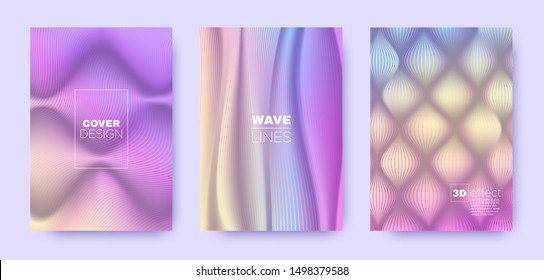 Multicolor Poster. Rainbow 3d Lines Cover. Design Vibrant Wallpaper. Pastel Gradient Illustration. Multicolor Halftone Texture. 3d Poster. Colorful Abstract Illustration. Gradient Lines Shape.