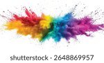 Multicolor powder explosion on White background. Colorful dust explode. Paint Holi. colorful vibrant rainbow Holi paint color powder explosion with bright colors isolated white background.