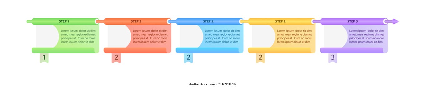 Multicolor professional vector infographic template. Content presentation design elements with text space. Data visualization with 5 steps. Process timeline chart. Workflow layout with copyspace