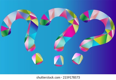 Multicolor question marks on a blue  background
