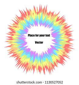 Multicolor rainbow abstract colour explosion on an isolated light background. Children's Holiday fireworks with a place for text. Vector design element.