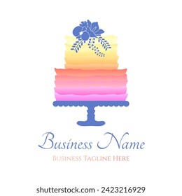 Multicolor Rainbow Cake Logo for Bakery Business or Birthday Celebration Party