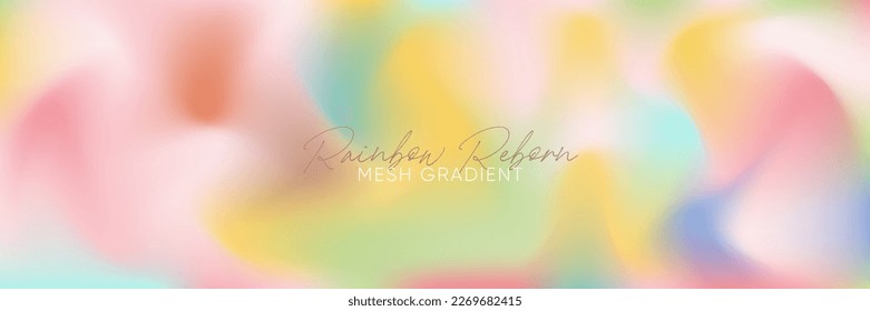 Multicolor rainbow gradient blurred pattern background. Vector wide horizontal abstract minimal duotone backdrop template.