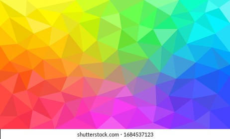 Multicolor Rainbow Low Poly Background. Abstract Random Vector Background From Triangles. Polygonal Design	