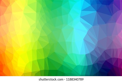 Multicolor, Rainbow vector hexagon mosaic template. Triangular geometric sample with gradient.  The template can be used as a background for cell phones.