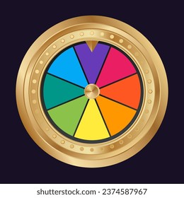 Multicolor realistic fortune wheel vector illustration. Lucky wheel casino