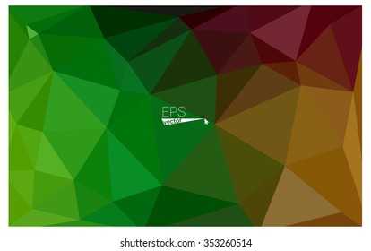 Multicolor red, green geometric rumpled triangular low poly origami style gradient illustration graphic background. Vector polygonal design for your business.