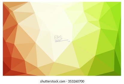 Multicolor red, green geometric rumpled triangular low poly origami style gradient illustration graphic background. Vector polygonal design for your business.