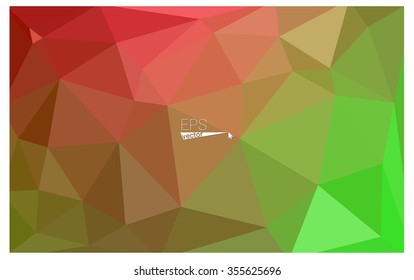 Multicolor red, green geometric rumpled triangular low poly origami style gradient illustration graphic background. Vector polygonal design for your business.
