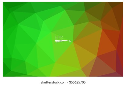 Multicolor red, green geometric rumpled triangular low poly origami style gradient illustration graphic background. Vector polygonal design for your business.