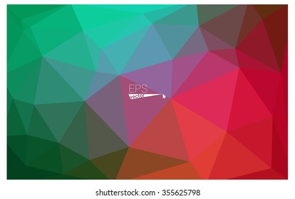 Multicolor red, green geometric rumpled triangular low poly origami style gradient illustration graphic background. Vector polygonal design for your business.