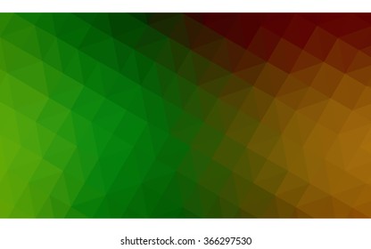 Multicolor red, green polygonal illustration, which consist of triangles. Geometric background in Origami style with gradient. Triangular design for your business.