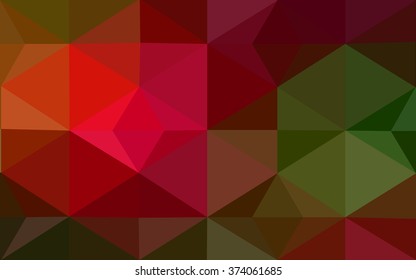 Multicolor red, green polygonal illustration, which consist of triangles. Geometric background in Origami style with gradient. Triangular design for your business.