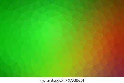 Multicolor red, green polygonal illustration, which consist of triangles. Geometric background in Origami style with gradient. Triangular design for your business.