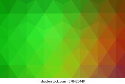 Multicolor red, green polygonal illustration, which consist of triangles. Geometric background in Origami style with gradient. Triangular design for your business.