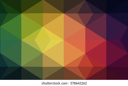 Multicolor red, green polygonal illustration, which consist of triangles. Geometric background in Origami style with gradient. Triangular design for your business.