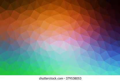 Multicolor red, green polygonal illustration, which consist of triangles. Geometric background in Origami style with gradient. Triangular design for your business.