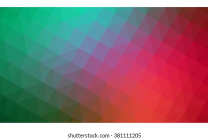 Multicolor red, green polygonal illustration, which consist of triangles. Geometric background in Origami style with gradient. Triangular design for your business.