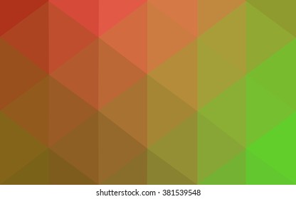 Multicolor red, green polygonal illustration, which consist of triangles. Geometric background in Origami style with gradient. Triangular design for your business.