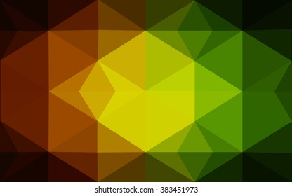 Multicolor red, green polygonal illustration, which consist of triangles. Geometric background in Origami style with gradient. Triangular design for your business.