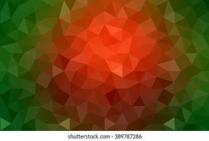 Multicolor red, green polygonal illustration, which consist of triangles. Geometric background in Origami style with gradient. Triangular design for your business.