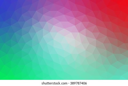 Multicolor red, green polygonal illustration, which consist of triangles. Geometric background in Origami style with gradient. Triangular design for your business.