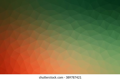 Multicolor red, green polygonal illustration, which consist of triangles. Geometric background in Origami style with gradient. Triangular design for your business.