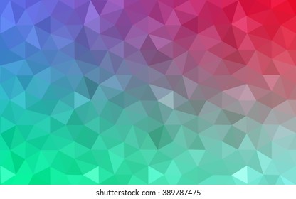 Multicolor red, green polygonal illustration, which consist of triangles. Geometric background in Origami style with gradient. Triangular design for your business.
