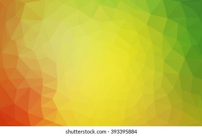 Multicolor red, green polygonal illustration, which consist of triangles. Geometric background in Origami style with gradient. Triangular design for your business.