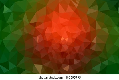 Multicolor red, green polygonal illustration, which consist of triangles. Geometric background in Origami style with gradient. Triangular design for your business.