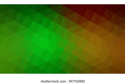 Multicolor red, green polygonal illustration, which consist of triangles. Geometric background in Origami style with gradient. Triangular design for your business.