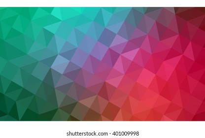 Multicolor red, green polygonal illustration, which consist of triangles. Geometric background in Origami style with gradient. Triangular design for your business.
