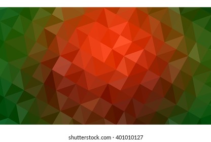 Multicolor red, green polygonal illustration, which consist of triangles. Geometric background in Origami style with gradient. Triangular design for your business.