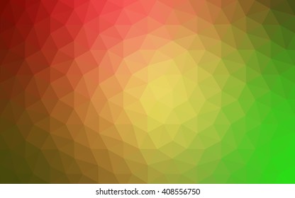 Multicolor red, green polygonal illustration, which consist of triangles. Geometric background in Origami style with gradient. Triangular design for your business.