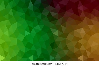Multicolor red, green polygonal illustration, which consist of triangles. Geometric background in Origami style with gradient. Triangular design for your business.
